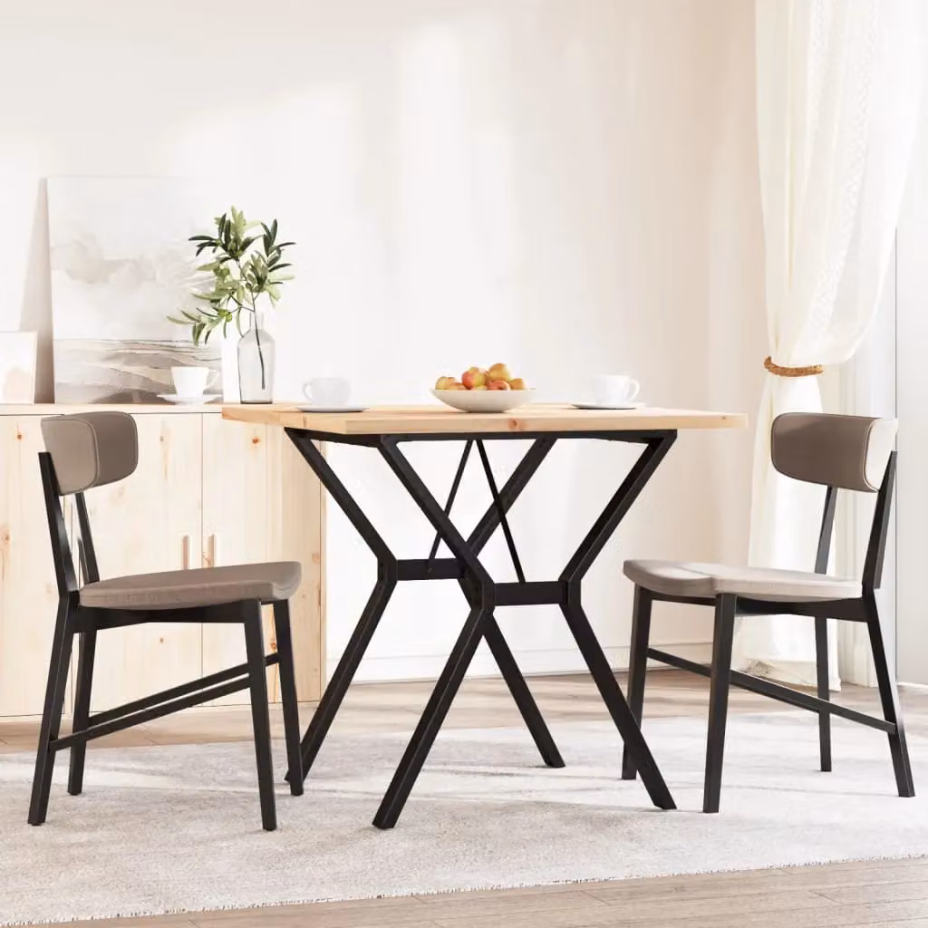 Berkfield Home Y-Frame Square Dining Table in Brown Solid Pine and Steel, W/D/H: 80 x 80 x 75.5 cm – 3