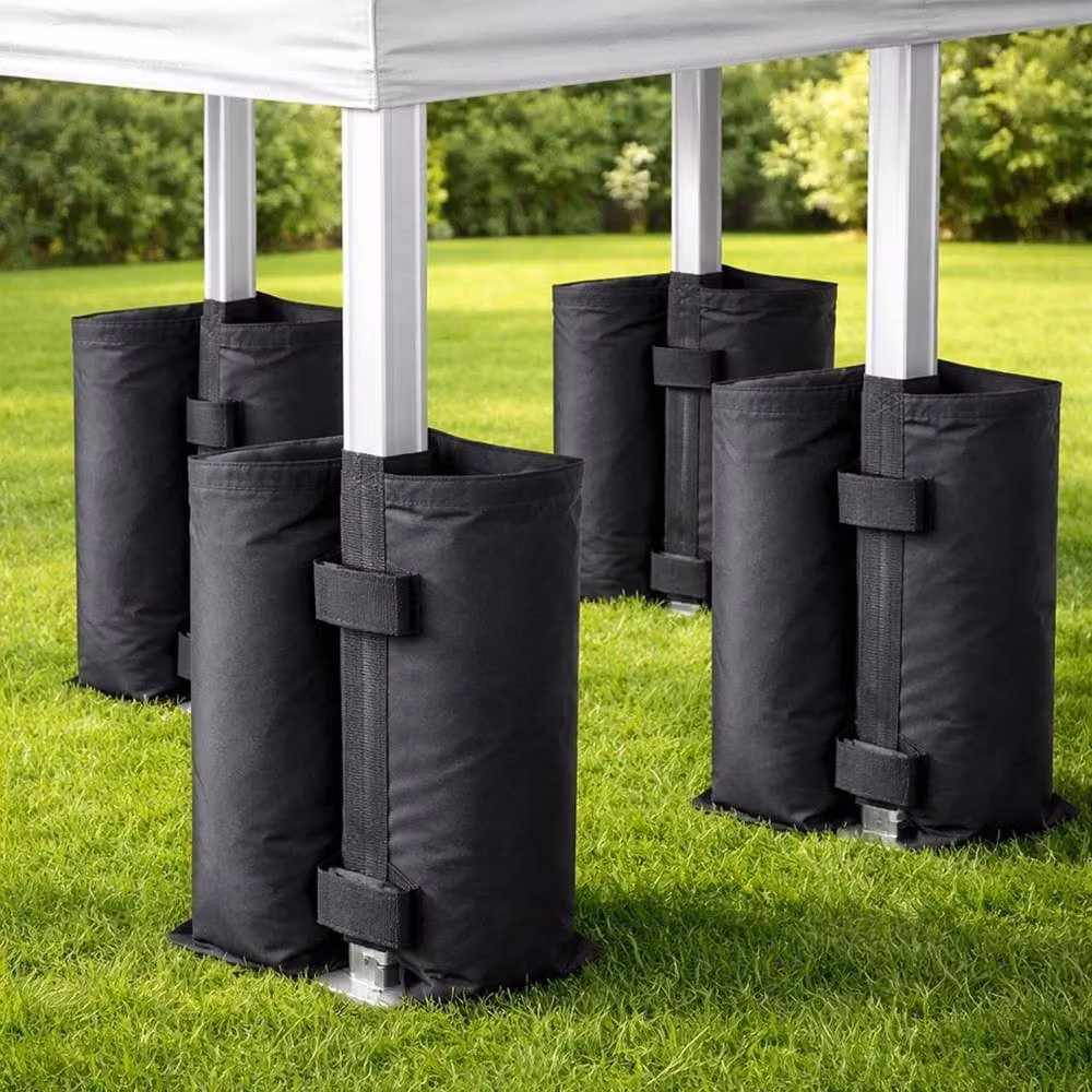 EONLION Black Polyester and PVC Parasol and Gazebo Sand Bag Weights, 4 Pack, 100 cm – 3