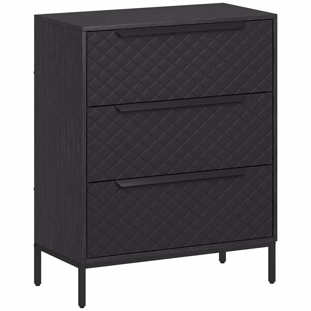 STILVORA Modern Black Chest of Drawers with 3 Fabric Drawers – 2