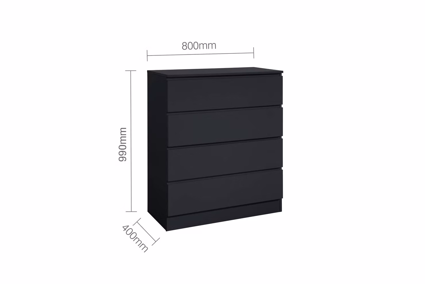 Birlea Oslo Modern 4 Drawer Chest in White and Black – 2