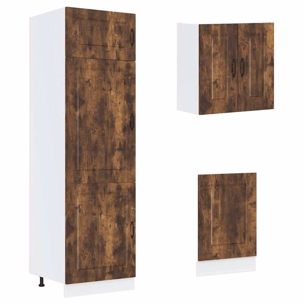 Berkfield Home Kalmar 8 Piece Modern Kitchen Cabinet Set in Smoked Oak Brown – 3