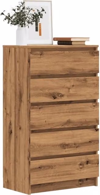 Berkfield Home Artisan Oak Drawer Cabinet in Brown, W/D/H: 60 x 36 x 103 cm – 1
