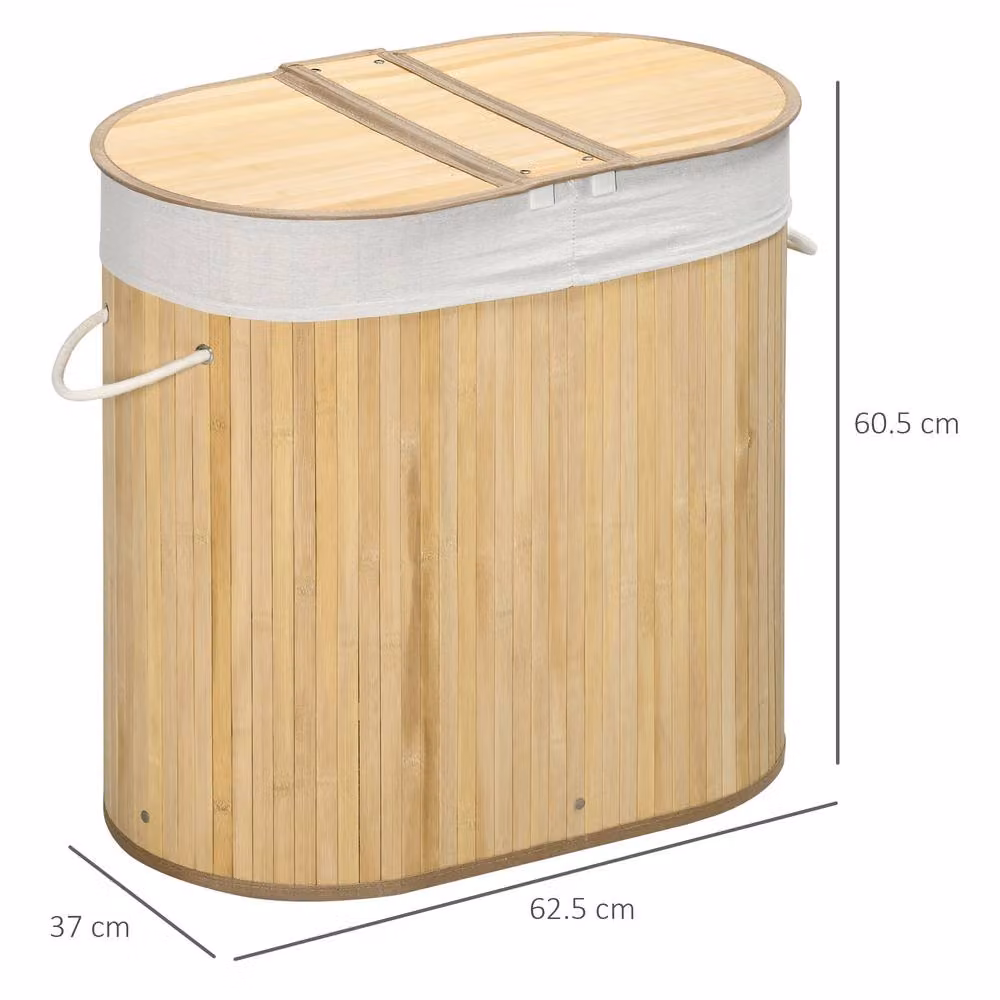 STILVORA 100L Bamboo Laundry Basket with Lid, Removable Bag and Handles in Beige/Sand – 2