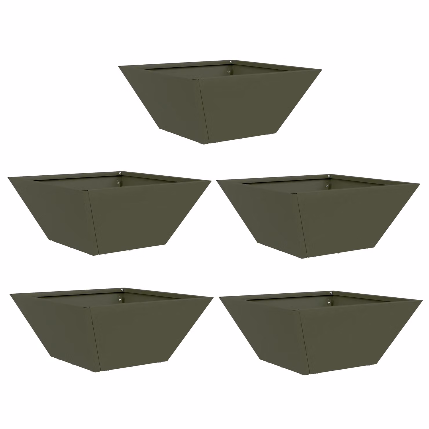 Berkfield Home 5 piece steel planter tub set in green and multicolour, W/D/H: 35 x 35 x 15 cm – 2