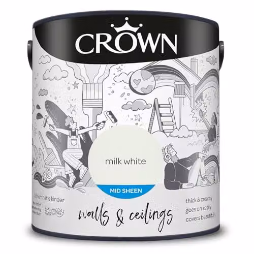 Crown White Walls and Ceilings Mid Sheen Emulsion 2.5L – 1