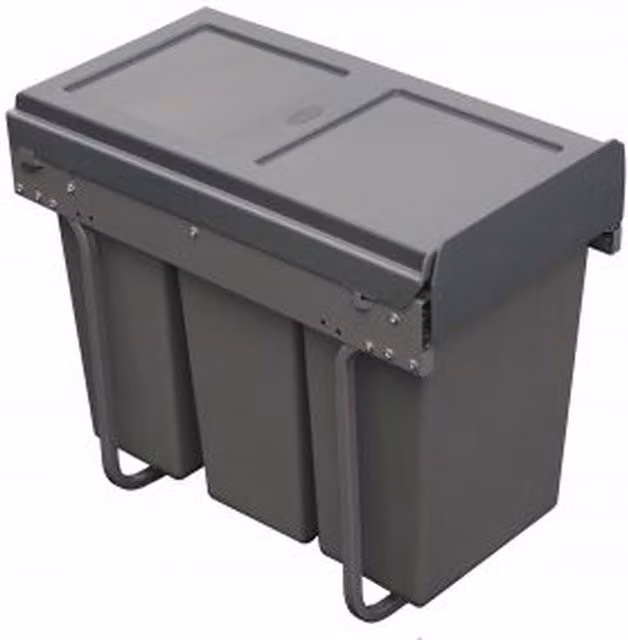 Handle & Home 30L Pull Out Kitchen Waste Recycling Bin with Flip Lid for 300mm Cabinet, Dark Grey