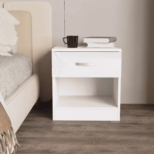 EONLION High Gloss White Bedside Table for your Bedroom – 1