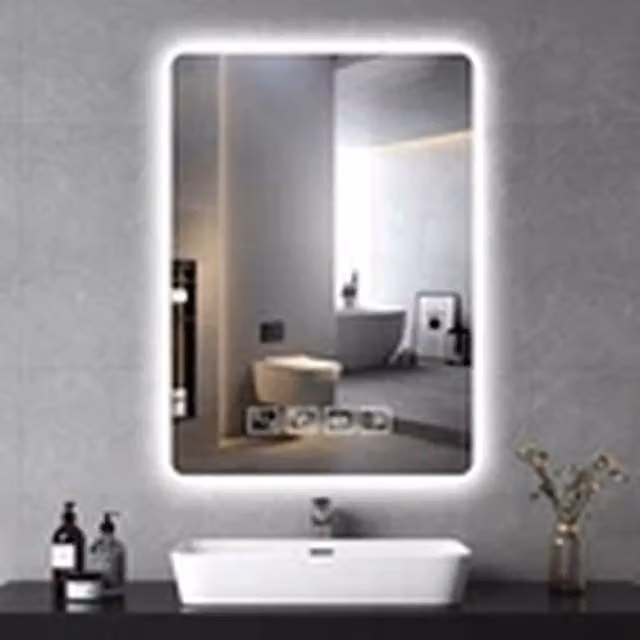 EONLION White Wall Mounted LED Rectangular Bathroom Mirror W: 50 cm, H: 70 cm