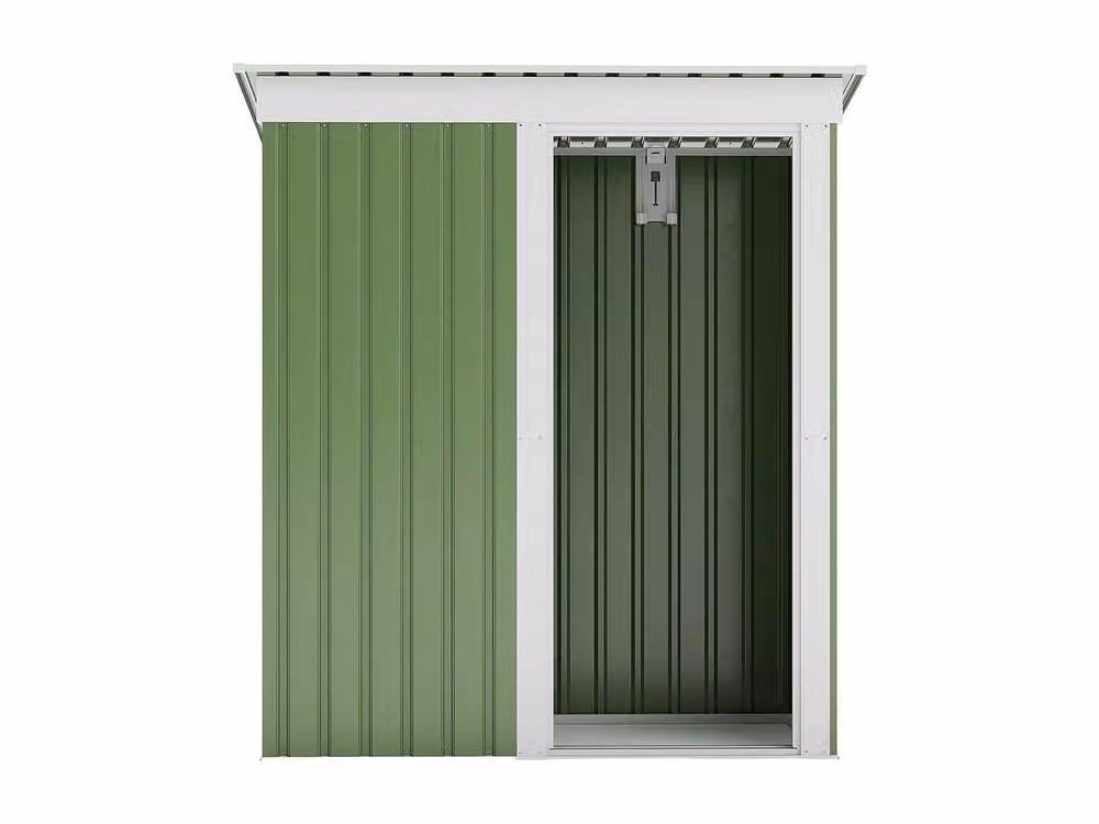 Vente-unique BIRON Galvanised Steel Pent Garden Shed with Single Door in Green, 1.39 m² – 2