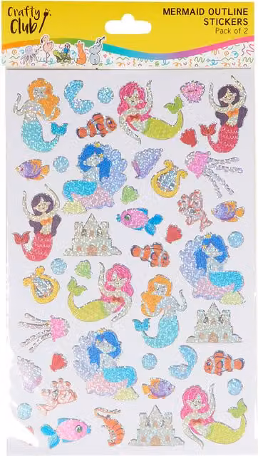 Crafty Club Multicolour Mermaid Paper Stickers for Children, Pack of Two