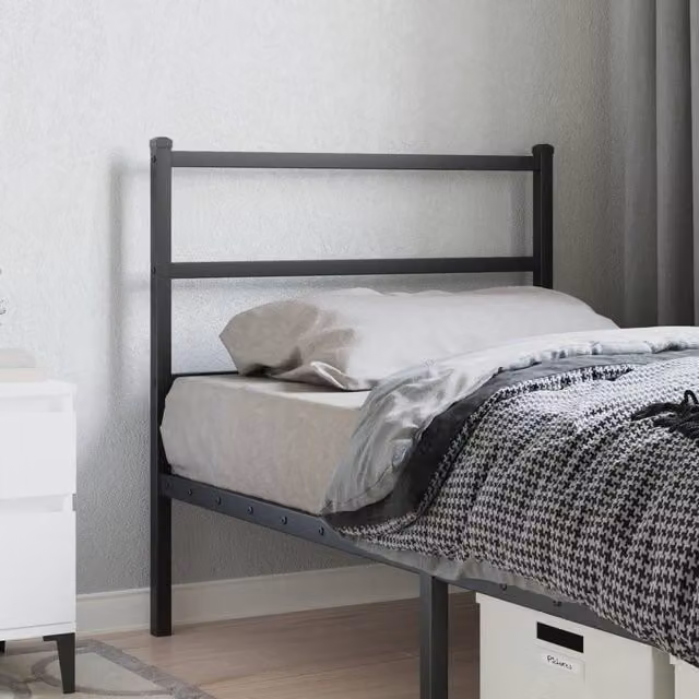 Berkfield Home Classic Metal Headboard in Black, Width: 90 cm