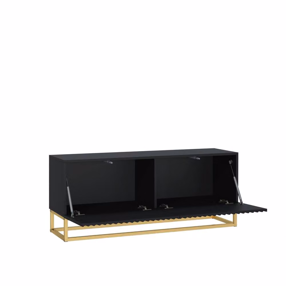 Creative Furniture Ripple Modern TV Unit in Black and Gold with Fluted Doors, W/D/H: 100 x 45 x 35 cm – 4