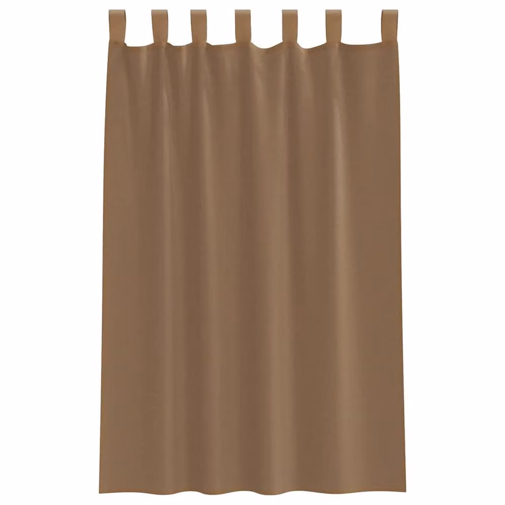 Berkfield Home Brown Voile Fabric Panel Curtains with Tabs, 2 Pack, W: 140 cm, H: 175 cm – 3