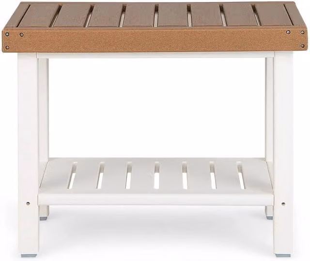 VOGREX Brown Waterproof Plastic Shower Stool with Storage Shelf – 1