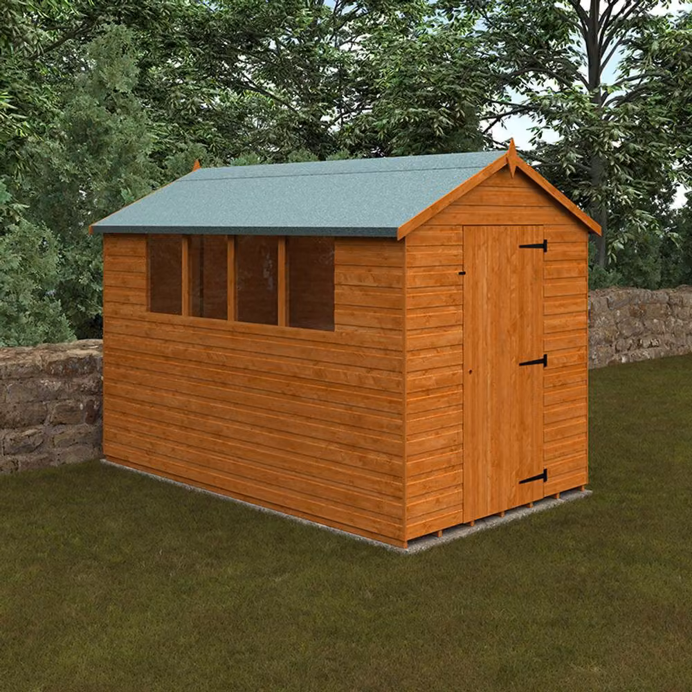 Buttercup Farm Super Apex 12mm Wooden Garden Shed in Burnt Orange, W: 304.8 cm, D: 182.88 cm, H: 217.9 cm – 2