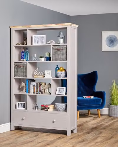 Florence Room Divider Shelving Storage Unit in Brown and Multicolour, H 190 x W 120 x D 35 cm – 2