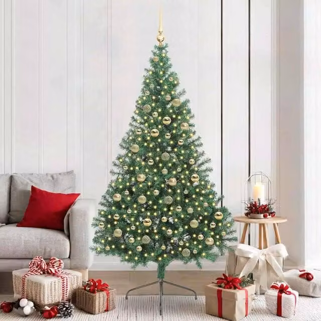 Berkfield Home Pre-lit Artificial Christmas Tree, Green, Height: 210 cm