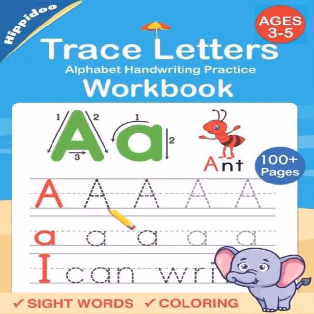 Hippidoo Trace Letters Alphabet Handwriting Practice Workbook for Kids in Multicolour