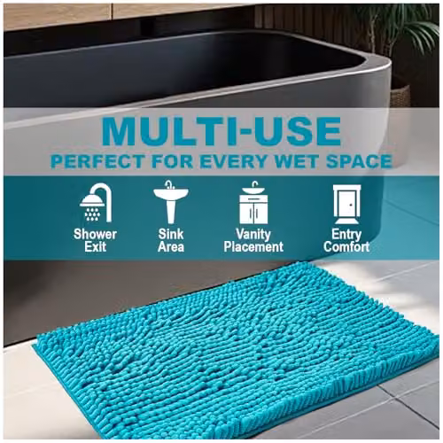 Gaveno Cavailia Miami Chenille Loop Faux Fur Bath Mat in Teal, W: 50 cm, D: 80 cm – 5