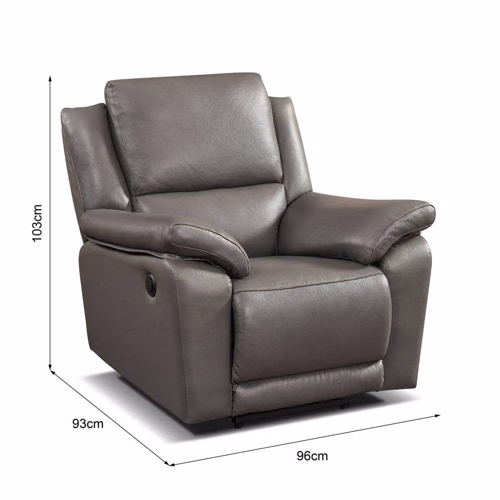 Home Garden Direct Scylla Power Reclining Grey Leather Sofa Set – 5