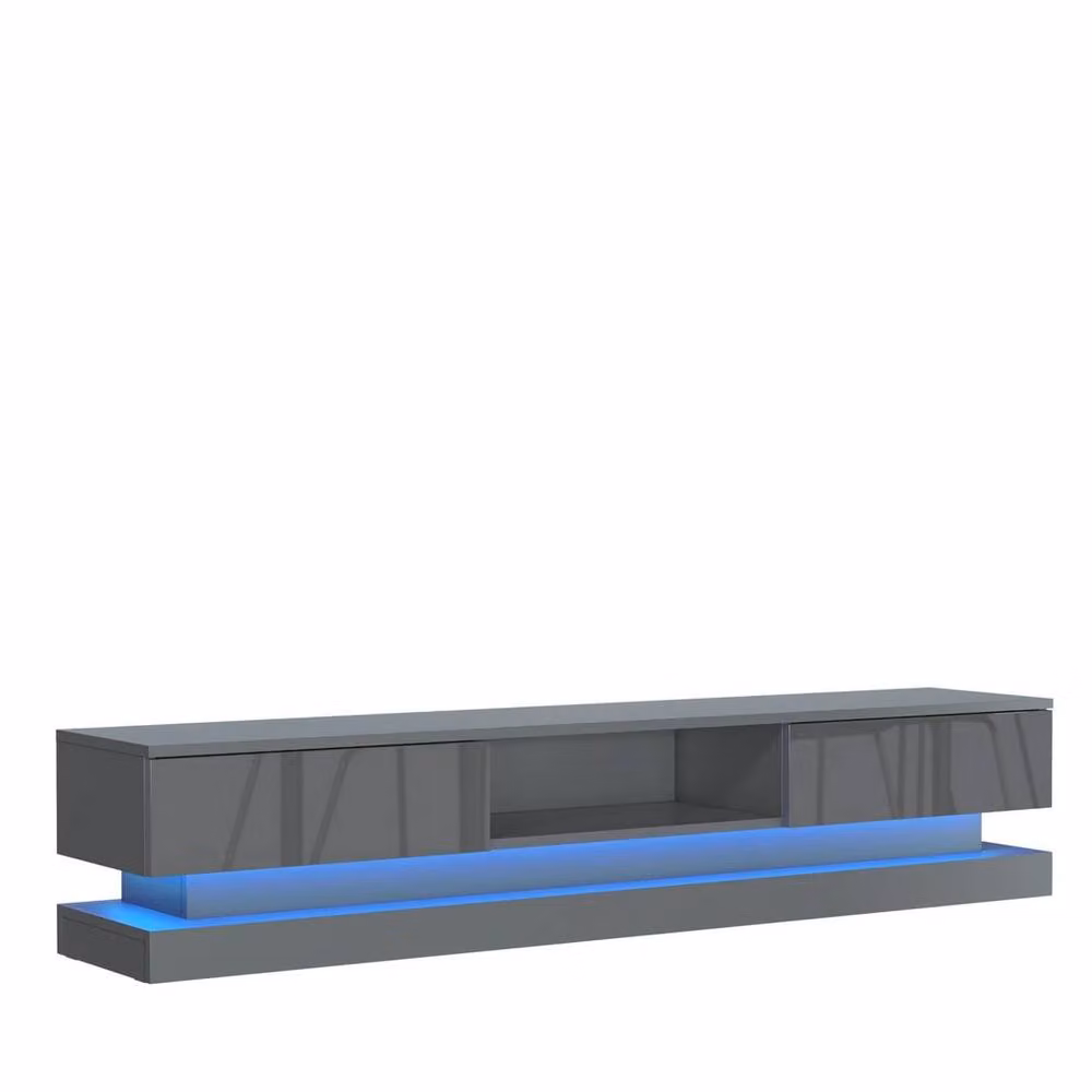 PAWNORA Modern Glossy TV Unit and Sideboard Cabinet in Grey – 2