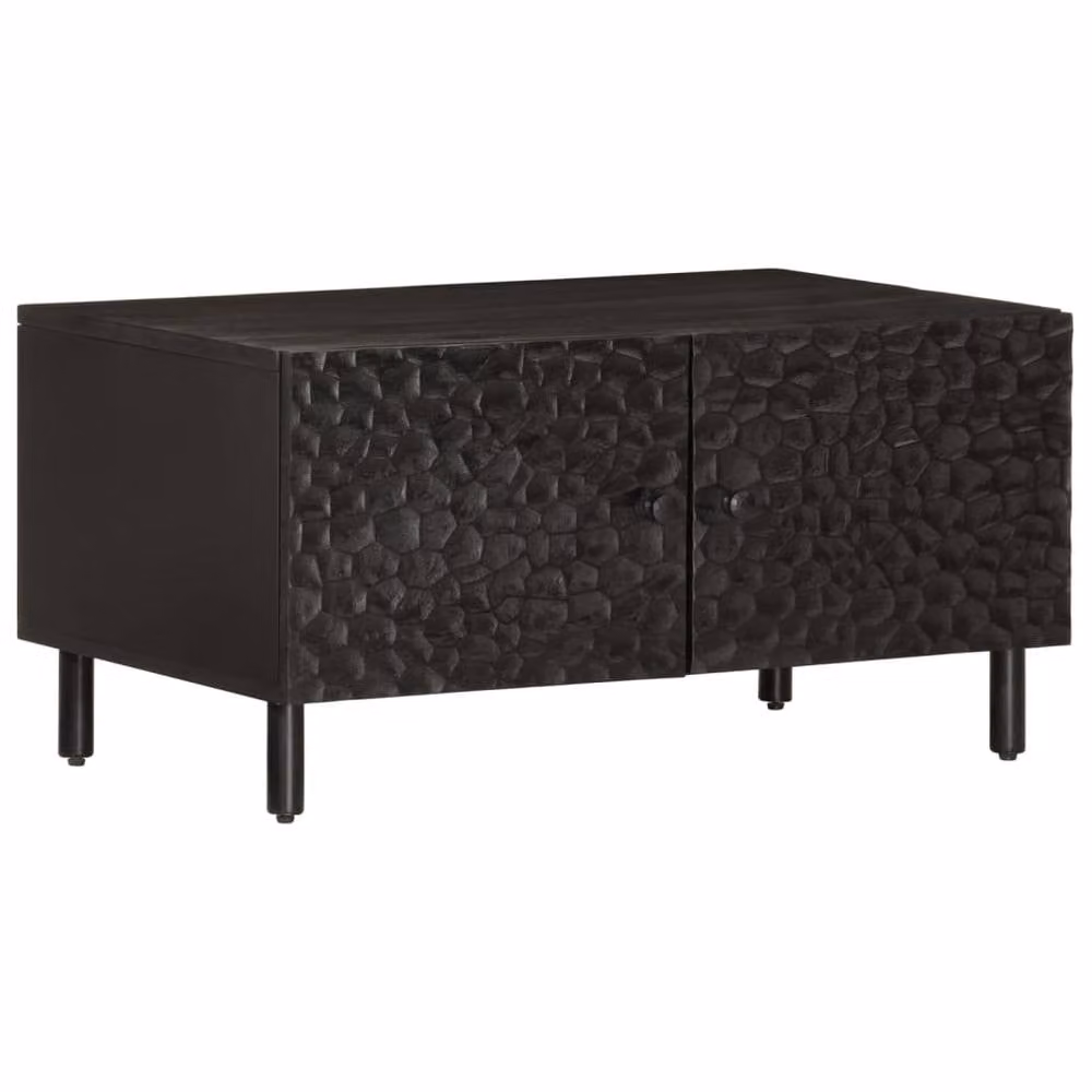 Berkfield Home Beautiful Black Mango Wood Coffee Table W: 80 cm, D: 50 cm, H: 40 cm – 2