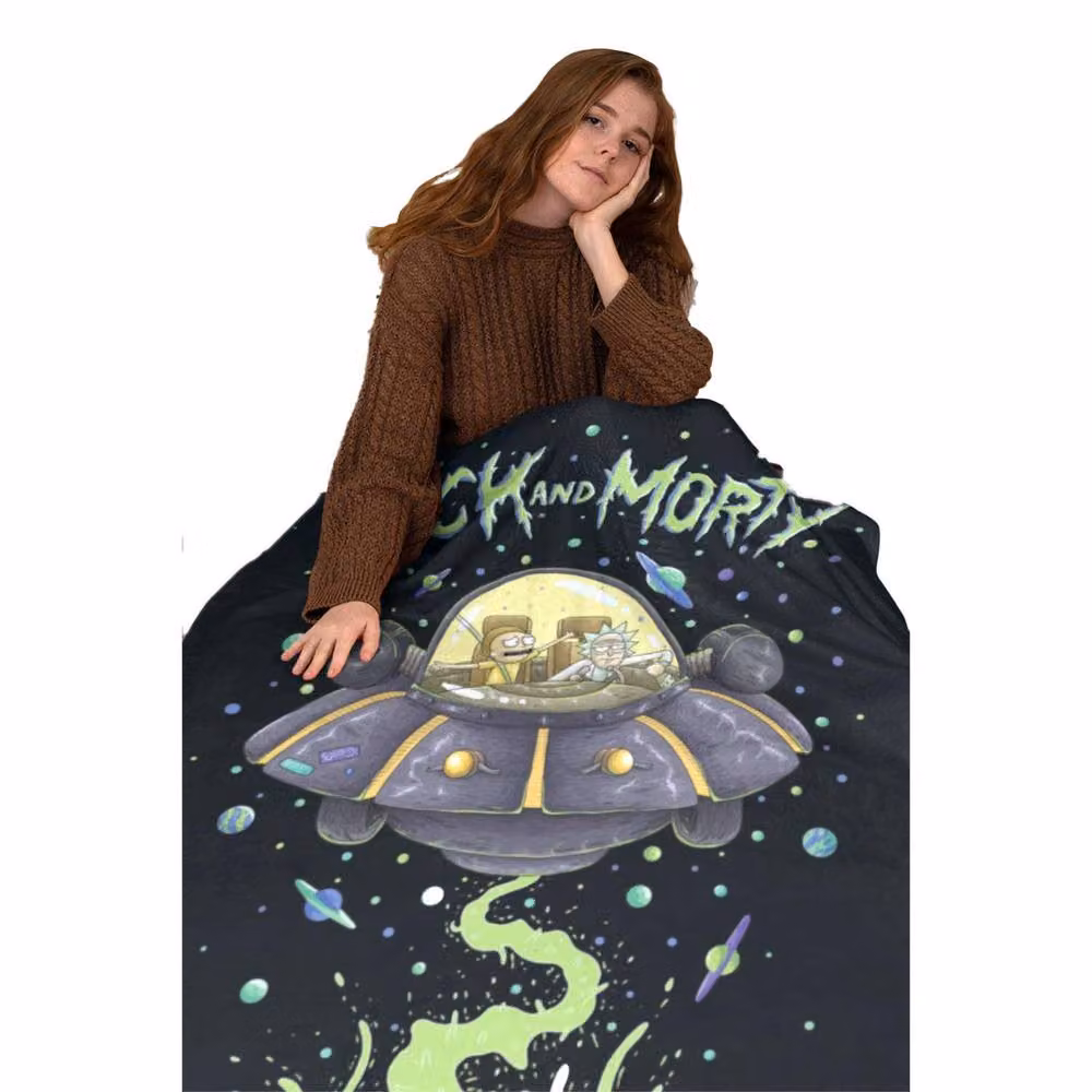 Rick & Morty Multicolour Fleece Baby Crib Blanket – 3