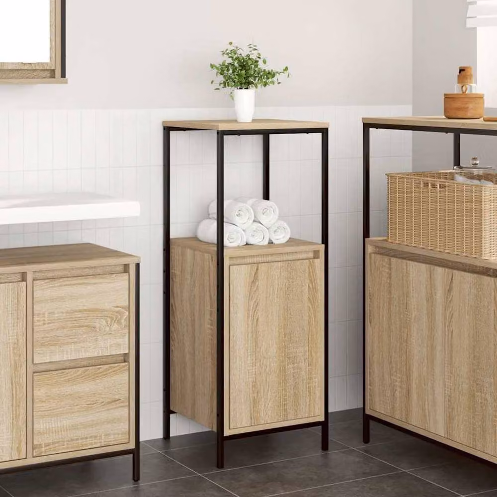 Berkfield Home Bathroom Cabinet with Shelves in Sonoma Oak, Natural, W/D/H: 36 x 35 x 95 cm – 2