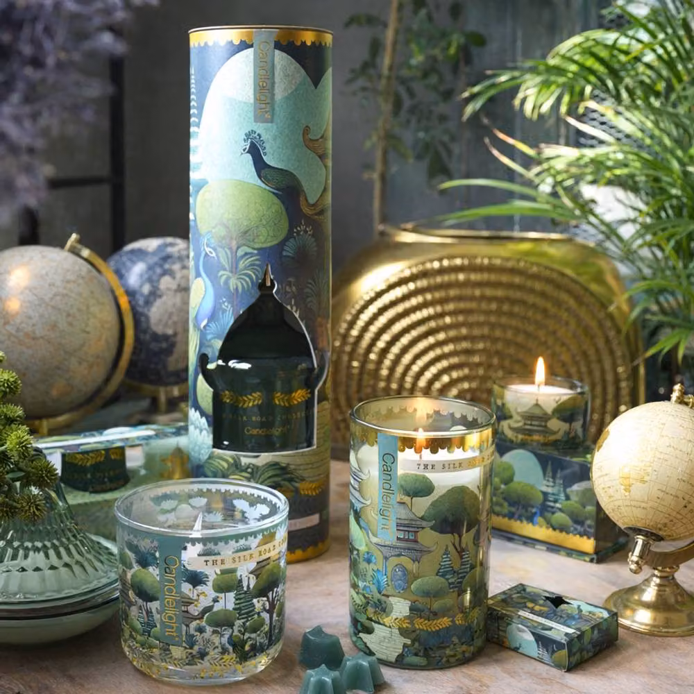 Candlelight The Silk Road Collection Bukhara Set of 3 Green Votive Candles – 4