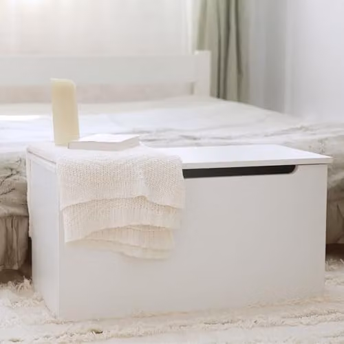 Core Products Freya Wooden Storage Chest Ottoman in White with Gas Strut Lid, W/D/H: 80 x 41.1 x 38 cm – 2