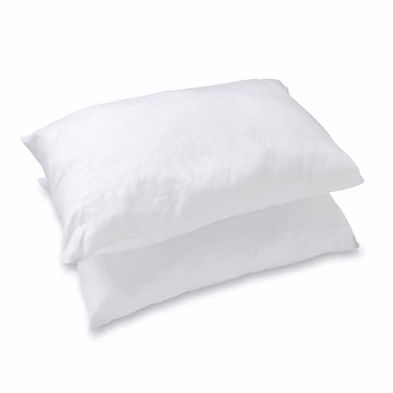 Snug City Pair of White Satin Stripe Microfibre Pillows with Firm Hollowfibre Filling – 2