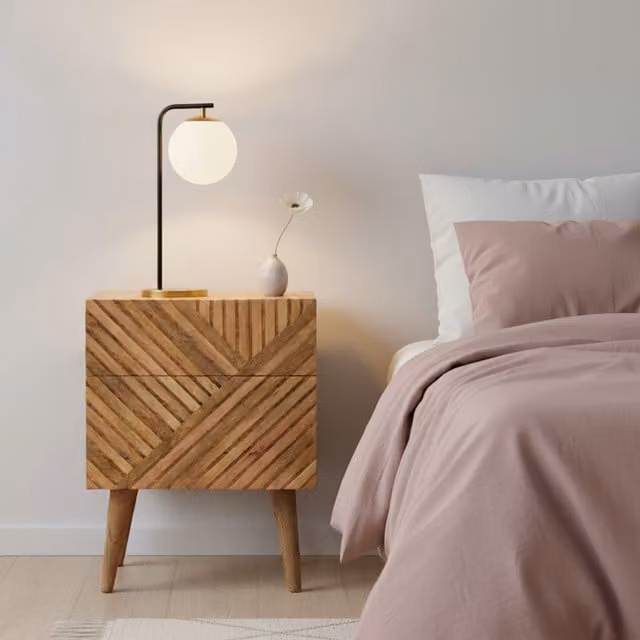 Artisan Furniture Lille 2 Drawer Bedside Table in Brown Mango Wood