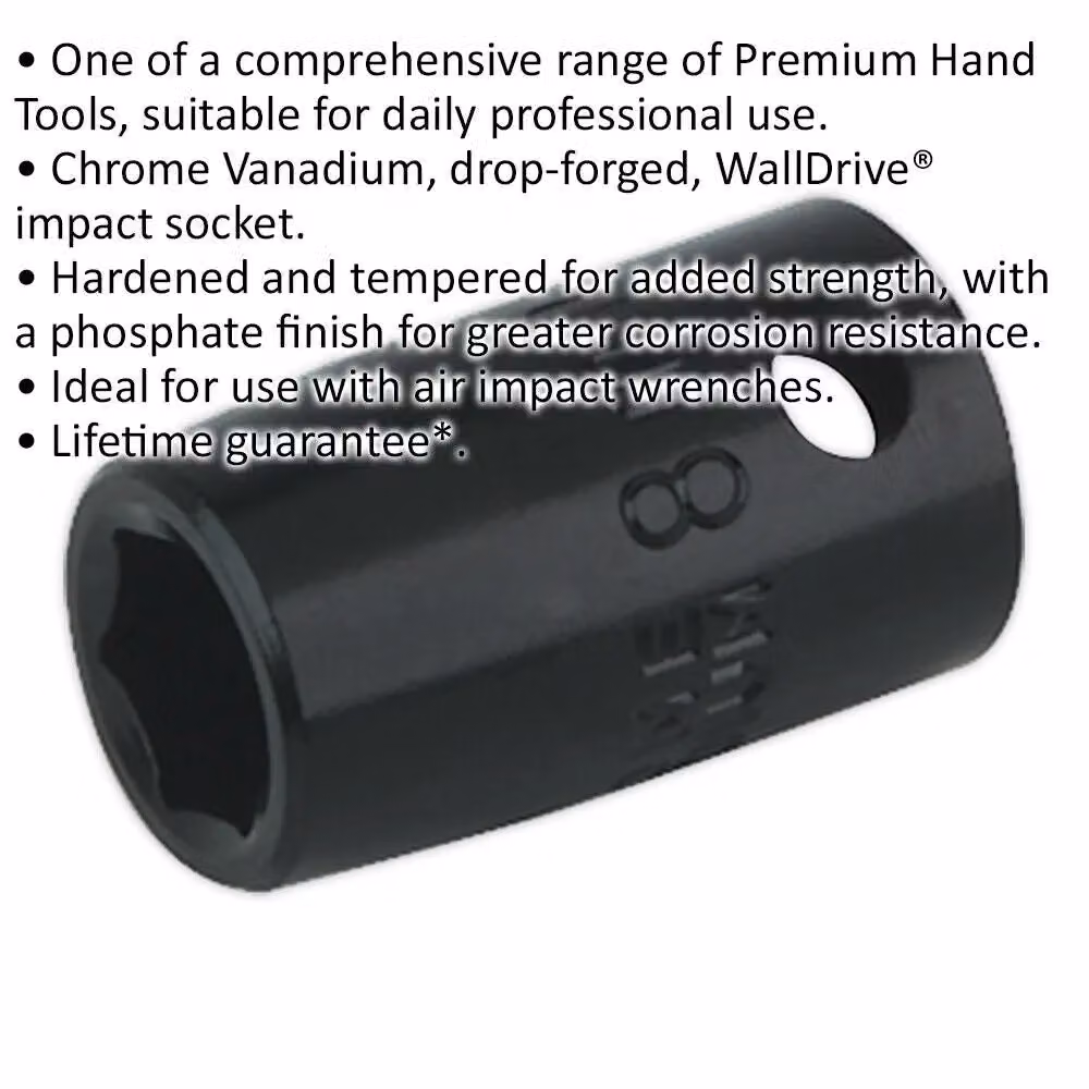 Loops 8mm Forged Impact Socket 3/8 Inch Sq Drive Chrome-Vanadium Wrench Socket Black and Multicolour – 2