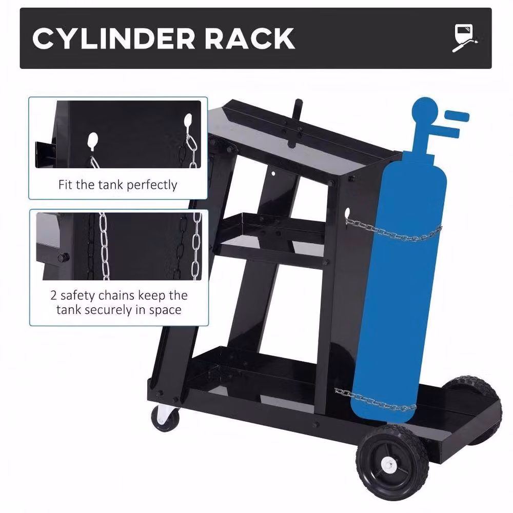 STILVORA Black Steel Rollable Welder Trolley with Worktop W/D/H: 71 x 50 x 39 cm – 5