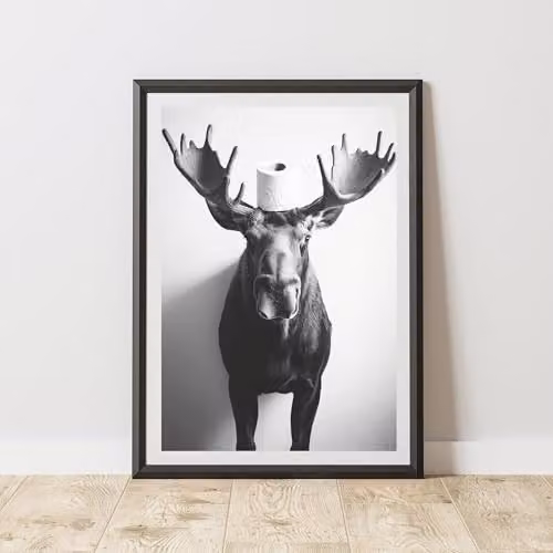 60 Second Makeover Moose Toilet Roll Animal Print Paper Poster, A3