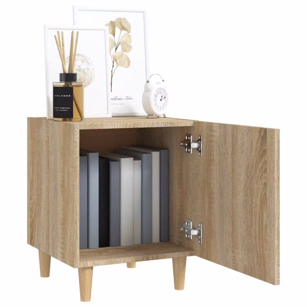 Berkfield Home Elegant Bedside Cabinet in Sonoma Oak Light Oak, W/D/H: 40 x 40 x 50 cm – 3