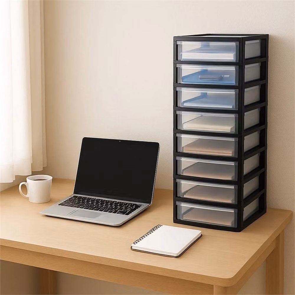 Kelvenix A4 8 Drawer Plastic Storage Unit in Black, W/D/H: 35.0 x 38.0 x 28.0 cm – 4