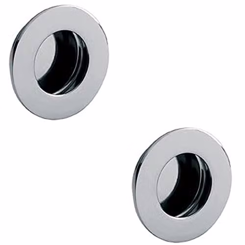 Loops 2 Pack Circular Low Profile Recessed Flush Pull in Bright Polished Stainless Steel