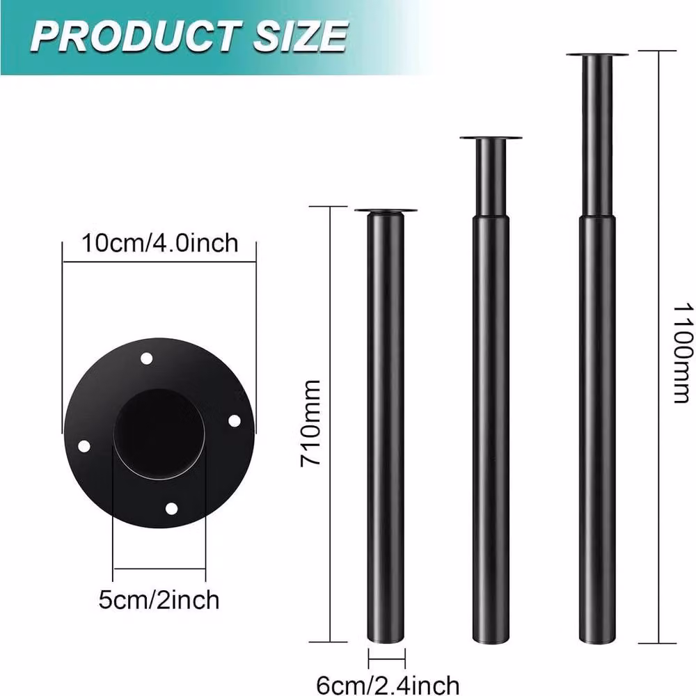 EONLION 4-Piece Adjustable Black Kitchen Bar Set, 71-110 cm – 2