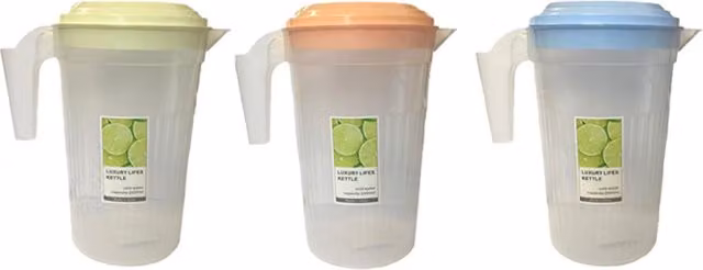 KDMK Transparent Plastic Water and Juice Jug with Cups, 2400ml