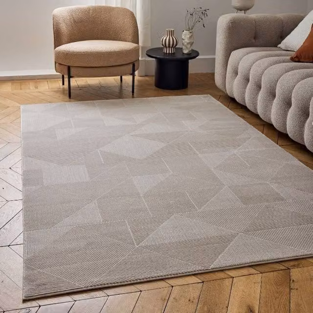 THE RUGS Carmel Geometric Modern Beige Rug, W: 120 cm, L: 170 cm