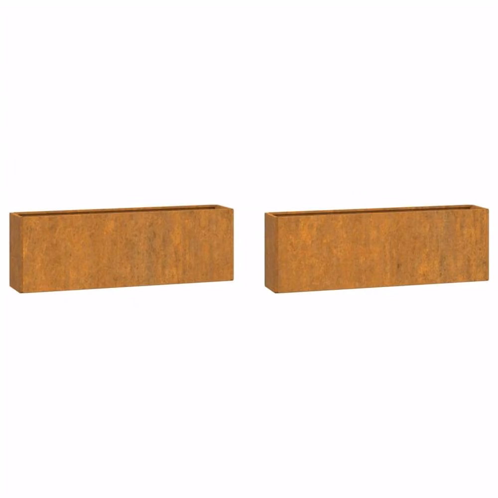 Berkfield Home Rusty Corten Steel Wall Planters, 2 Pack, Brown, W: 53 cm, D: 10 cm, H: 17 cm – 2