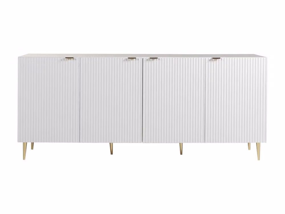 YESINIA Vente-unique 4-Door Buffet in White and Gold, MDF and Steel – 2