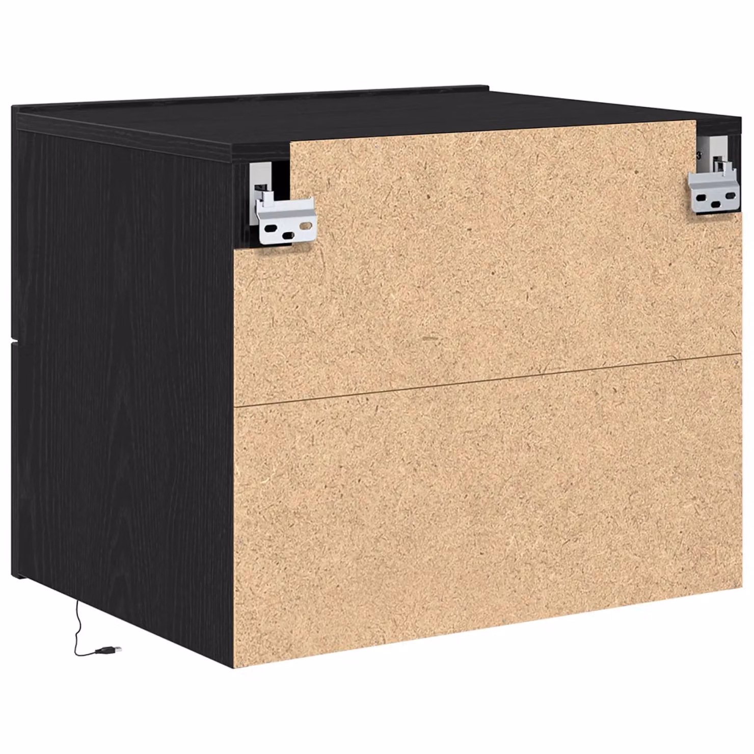 Berkfield Home Black Oak Wall-Mounted Bedside Cabinet with Integrated LED Lighting W/D/H: 50 x 39 x 41 cm – 5