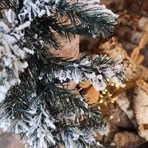 Samuel Alexander 2.7m Snow Flocked Woodcote Fir Christmas Garland in Green – 3