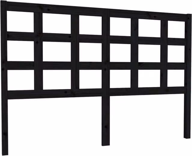 Berkfield Home Rustic Solid Pine Bed Headboard in Black, W: 145.5 cm, D: 4 cm, H: 100 cm – 1