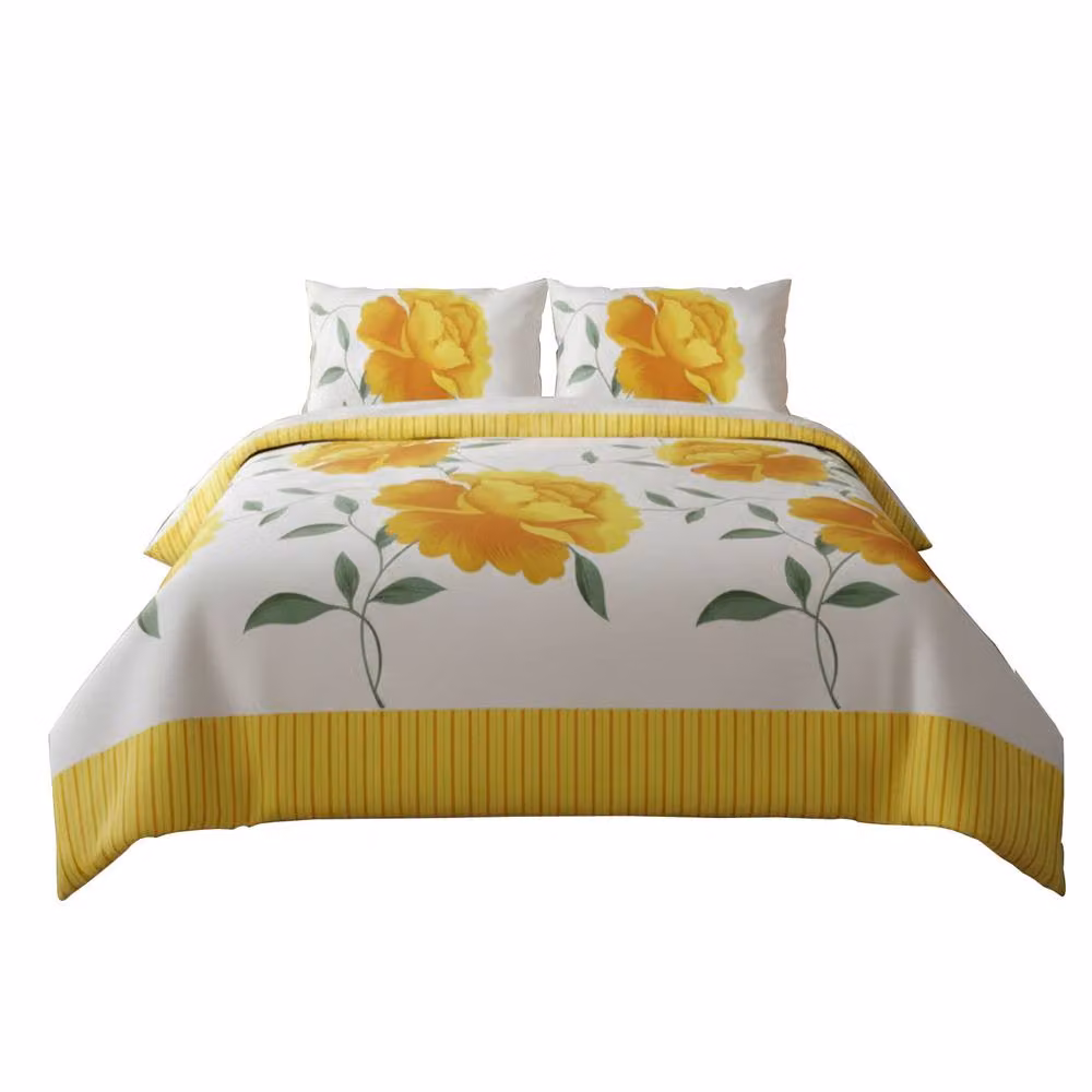 Snug City Reversible Floral Duvet Set and Pillowcase in Yellow, Single – 2
