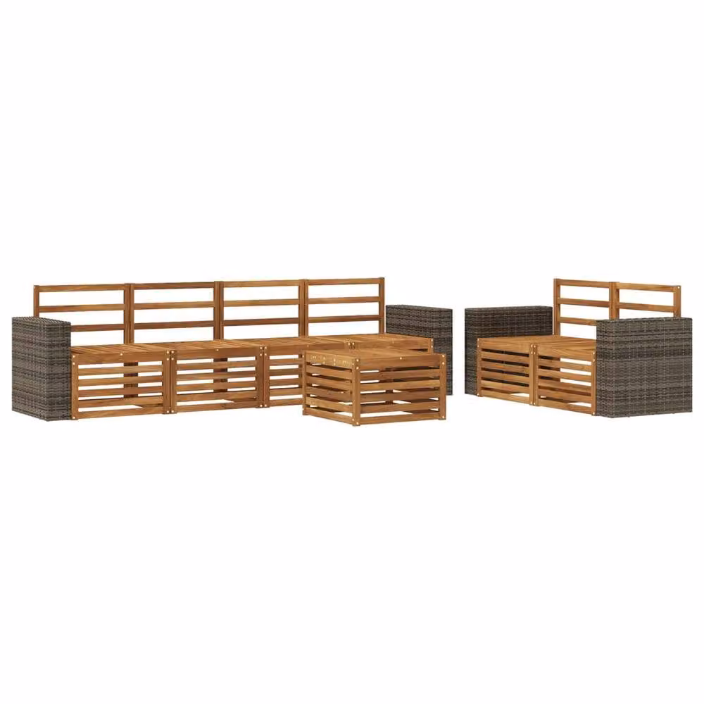 Berkfield Home 7 Piece L-Shape Outdoor Sofa Set in Brown Solid Acacia Wood – 2