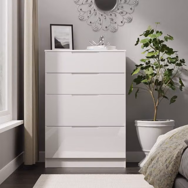 2 U Lucca Ready Assembled 4 Drawer Deep Chest in White