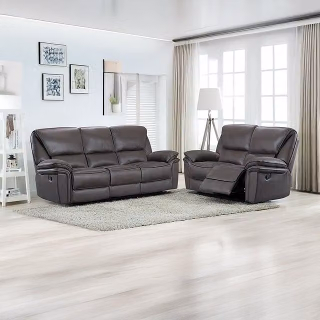 Furnishings For Less UK Boston Grey Fabric Manual Reclining Sofa Set with 3 Seater and 2 Seater Sofas